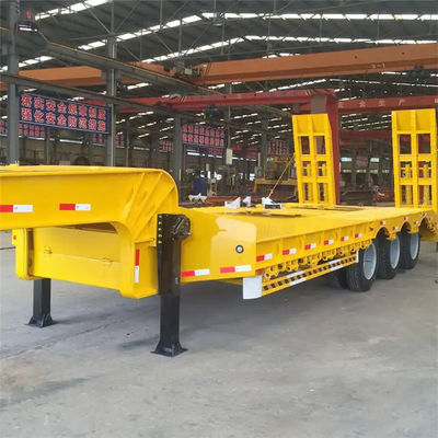 High Quality Lowbed Trailer Transport Heavy Machine  Low Bed Truck Semi Trailer With Mechanical Ladder