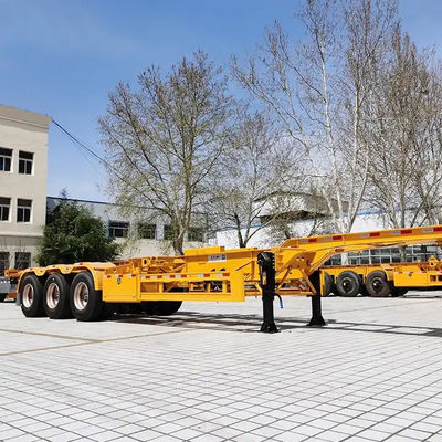 3 محور 40ft 20ft اسکلت نیمه تریلر 20ft 40ft 45ft کانتینر با 12 قفل پیچ